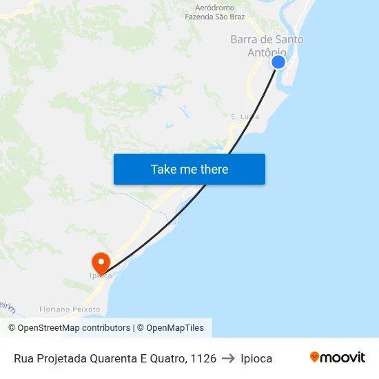 Rua Projetada Quarenta E Quatro, 1126 to Ipioca map