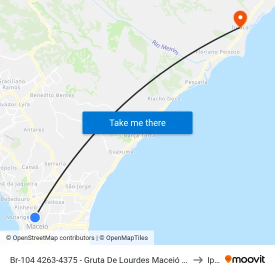 Br-104 4263-4375 - Gruta De Lourdes Maceió - Al República Federativa Do Brasil to Ipioca map