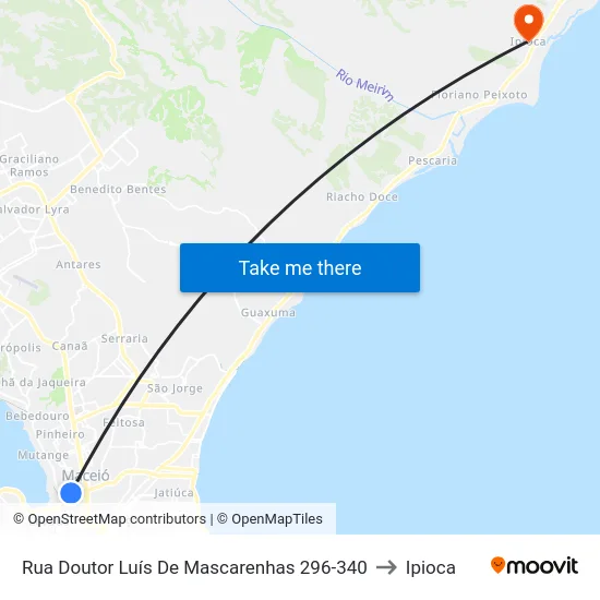 Rua Doutor Luís De Mascarenhas 296-340 to Ipioca map