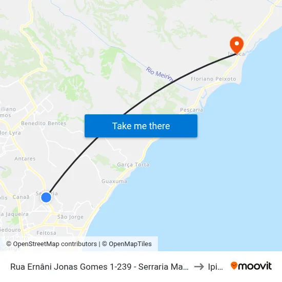 Rua Ernâni Jonas Gomes 1-239 - Serraria Maceió - Al Brasil to Ipioca map
