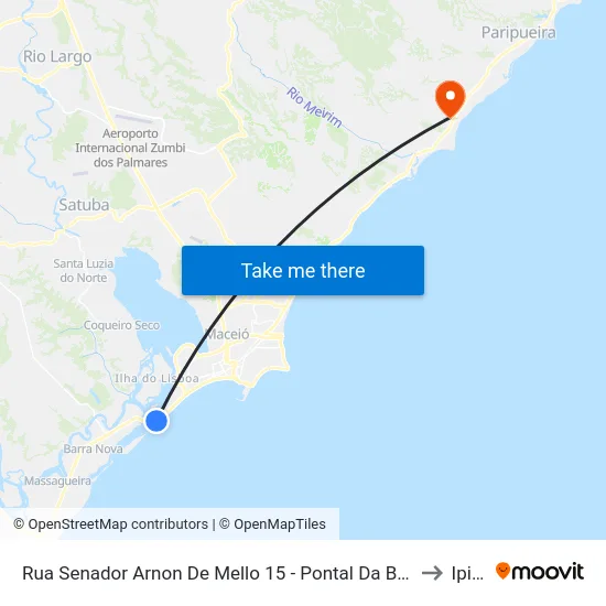 Rua Senador Arnon De Mello 15 - Pontal Da Barra Maceió - Al Brasil to Ipioca map