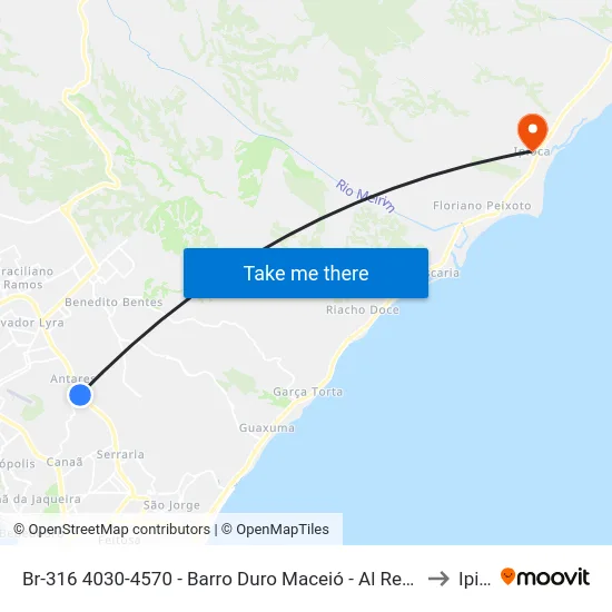 Br-316 4030-4570 - Barro Duro Maceió - Al República Federativa Do Brasil to Ipioca map