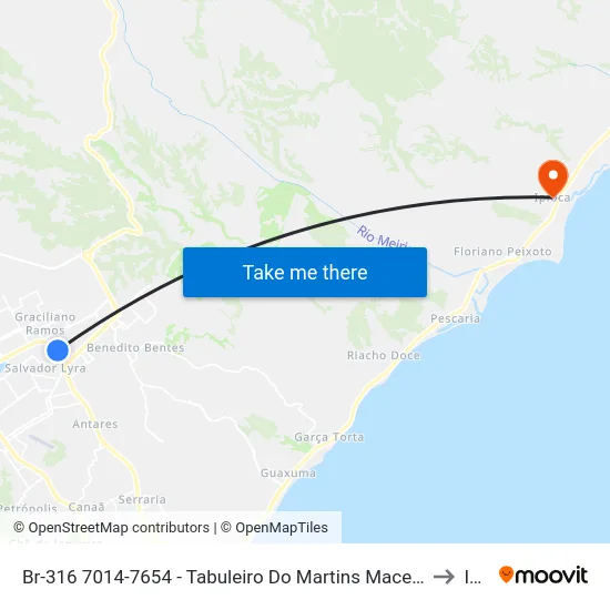 Br-316 7014-7654 - Tabuleiro Do Martins Maceió - Al 57081-385 República Federativa Do Brasil to Ipioca map