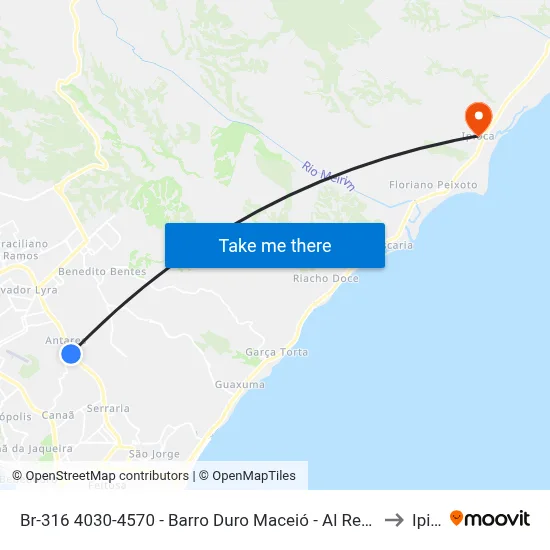 Br-316 4030-4570 - Barro Duro Maceió - Al República Federativa Do Brasil to Ipioca map