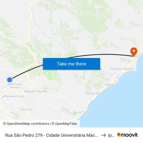 Rua São Pedro 279 - Cidade Universitária Maceió - Al República Federativa Do Brasil to Ipioca map