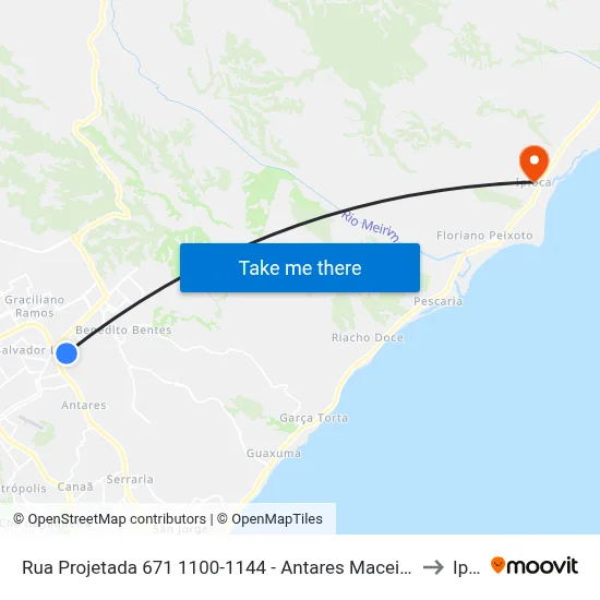 Rua Projetada 671 1100-1144 - Antares Maceió - Al República Federativa Do Brasil to Ipioca map