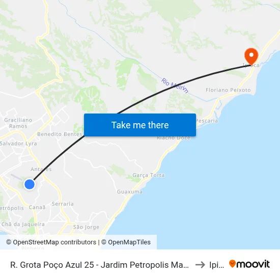 R. Grota Poço Azul 25 - Jardim Petropolis Maceió - Al 57080-635 Brazil to Ipioca map