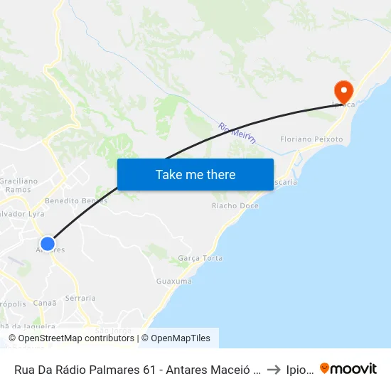 Rua Da Rádio Palmares 61 - Antares Maceió - Al Brasil to Ipioca map