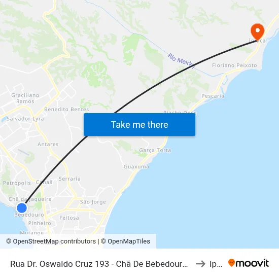 Rua Dr. Oswaldo Cruz 193 - Chã De Bebedouro Maceió - Al 57018-630 Brasil to Ipioca map