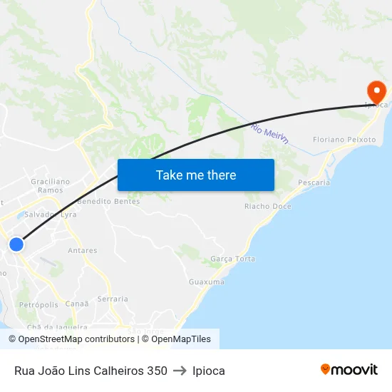 Rua João Lins Calheiros 350 to Ipioca map