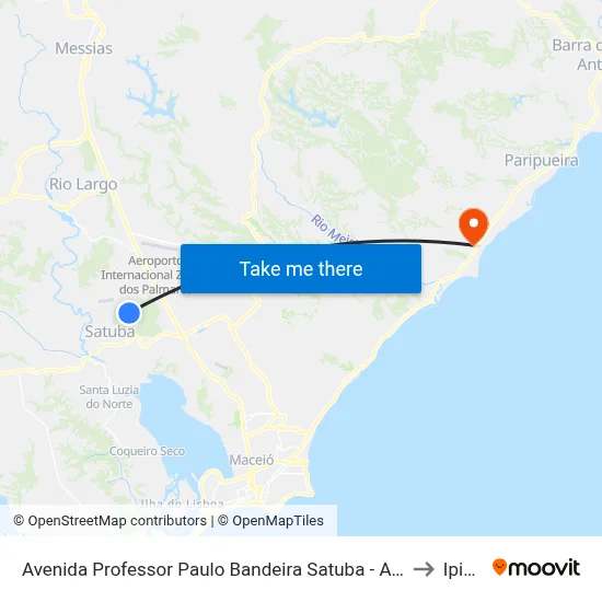 Avenida Professor Paulo Bandeira Satuba - Alagoas Brasil to Ipioca map