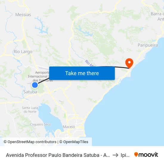 Avenida Professor Paulo Bandeira Satuba - Alagoas Brasil to Ipioca map