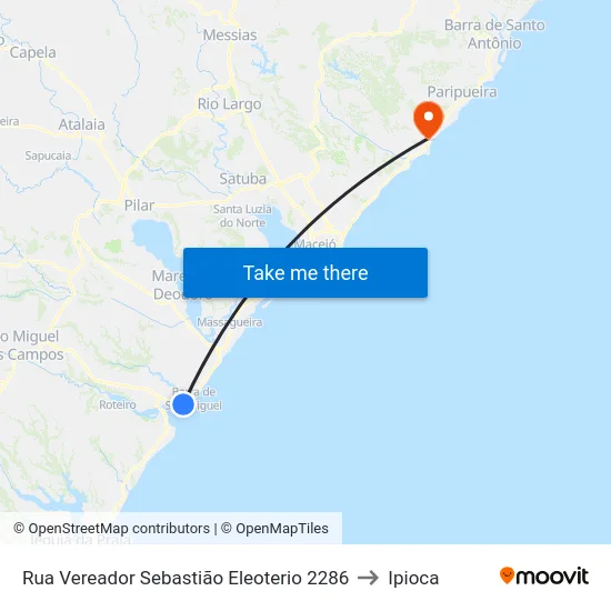 Rua Vereador Sebastião Eleoterio 2286 to Ipioca map