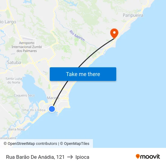 Rua Barão De Anádia, 121 to Ipioca map