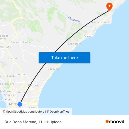 Rua Dona Morena, 11 to Ipioca map