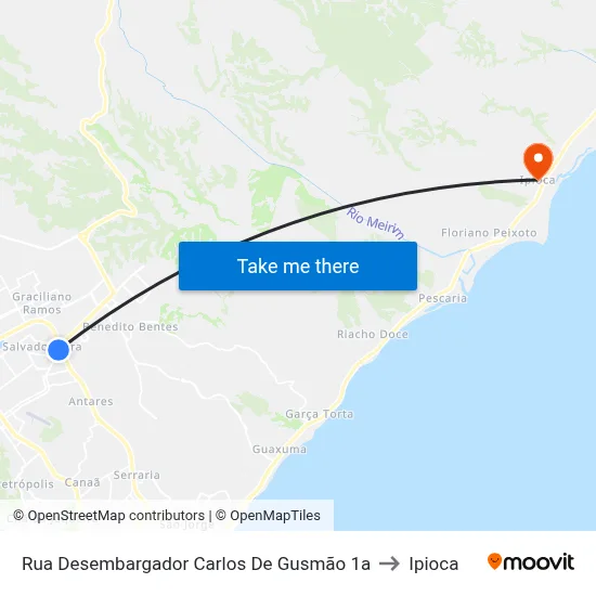 Rua Desembargador Carlos De Gusmão 1a to Ipioca map