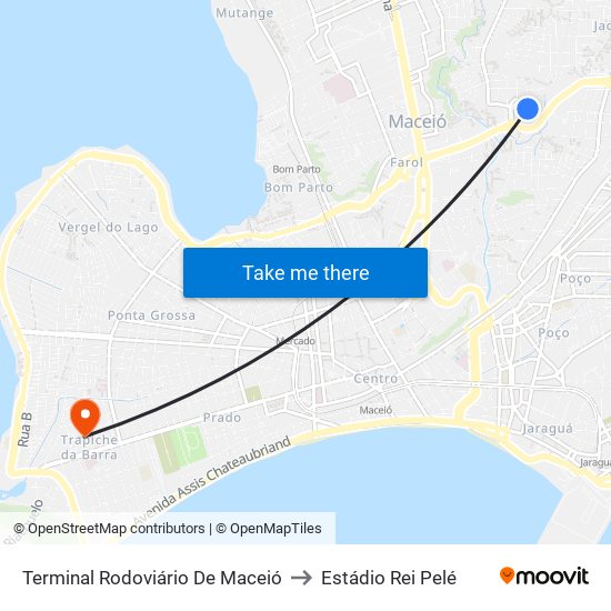 Terminal Rodoviário De Maceió to Estádio Rei Pelé map