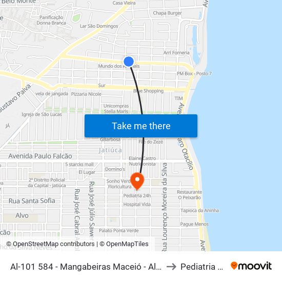 Al-101 584 - Mangabeiras Maceió - Al Brasil to Pediatria 24h map