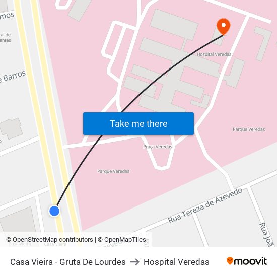 Casa Vieira - Gruta De Lourdes to Hospital Veredas map