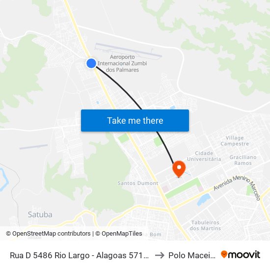 Rua D 5486 Rio Largo - Alagoas 57100-000 Brasil to Polo Maceió Ead map