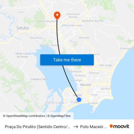 Praça Do Pirulito (Sentido Centro/Praias) to Polo Maceió Ead map