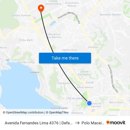 Avenida Fernandes Lima 4376 | Defensoria Pública to Polo Maceió Ead map