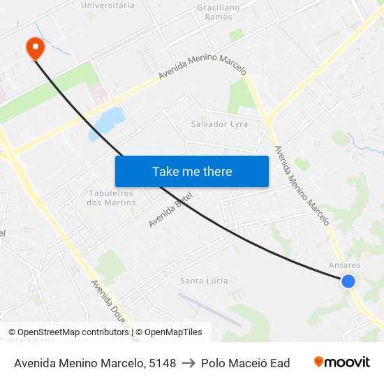Avenida Menino Marcelo, 5148 to Polo Maceió Ead map