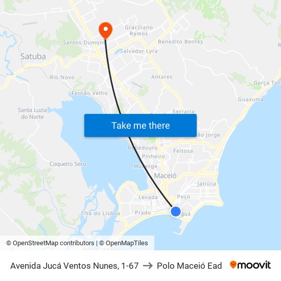 Avenida Jucá Ventos Nunes, 1-67 to Polo Maceió Ead map