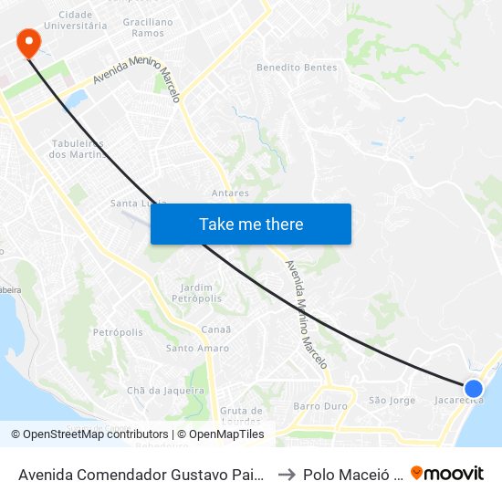 Avenida Comendador Gustavo Paiva, 5588 to Polo Maceió Ead map
