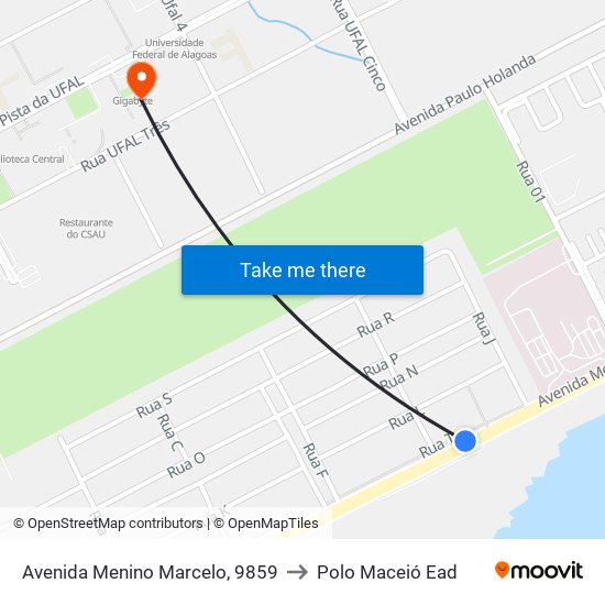 Avenida Menino Marcelo, 9859 to Polo Maceió Ead map