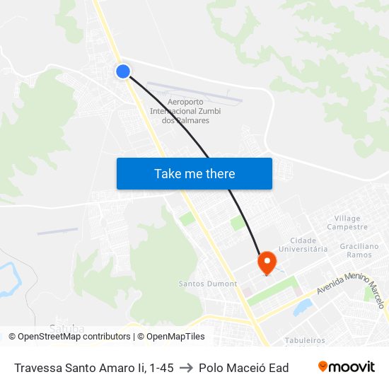 Travessa Santo Amaro Ii, 1-45 to Polo Maceió Ead map