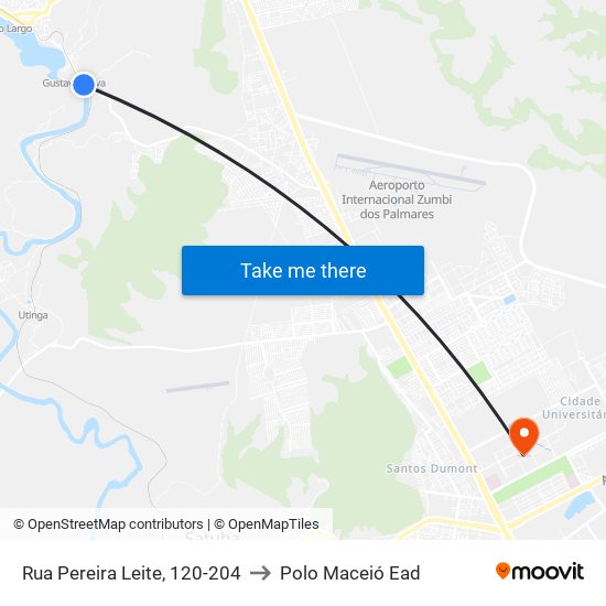 Rua Pereira Leite, 120-204 to Polo Maceió Ead map