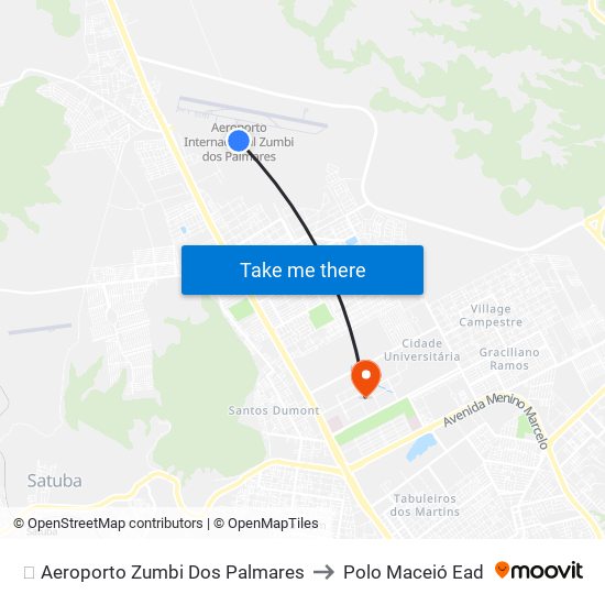 ✈️ Aeroporto Zumbi Dos Palmares to Polo Maceió Ead map