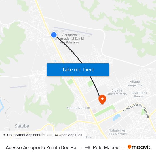 Acesso Aeroporto Zumbi Dos Palmares to Polo Maceió Ead map