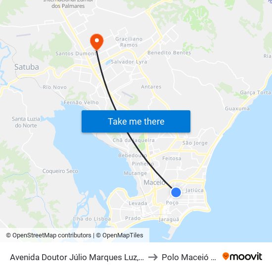 Avenida Doutor Júlio Marques Luz, 2225 to Polo Maceió Ead map
