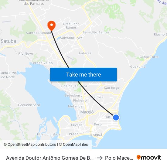 Avenida Doutor Antônio Gomes De Barros, 123-219 to Polo Maceió Ead map
