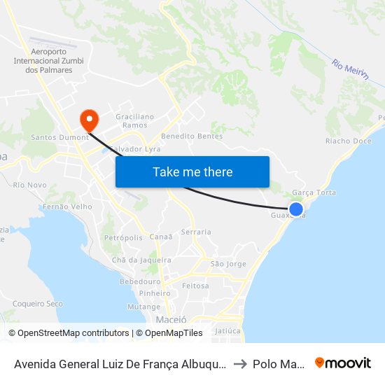 Avenida General Luiz De França Albuquerque, 18 | Sesc Guaxuma to Polo Maceió Ead map