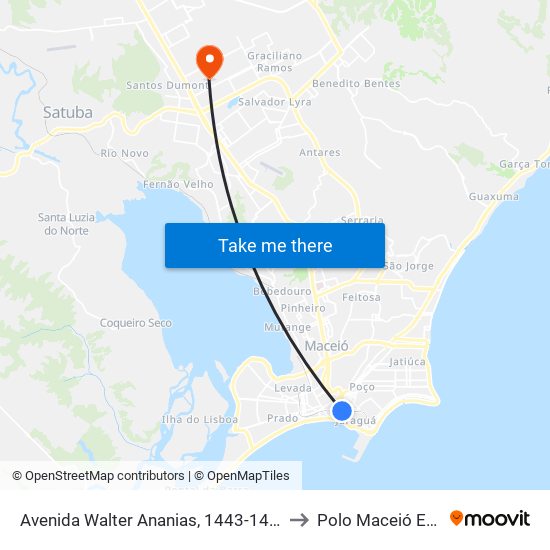 Avenida Walter Ananias, 1443-1479 to Polo Maceió Ead map
