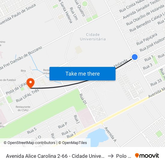 Avenida Alice Carolina 2-66 - Cidade Universitária Maceió - Al 57073-415 República Federativa Do Brasil to Polo Maceió Ead map