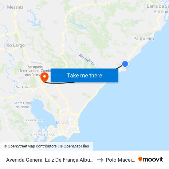 Avenida General Luiz De França Albuquerque 1138 to Polo Maceió Ead map
