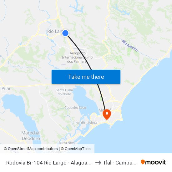 Rodovia Br-104 Rio Largo - Alagoas 57100-000 Brasil to Ifal - Campus Maceió map