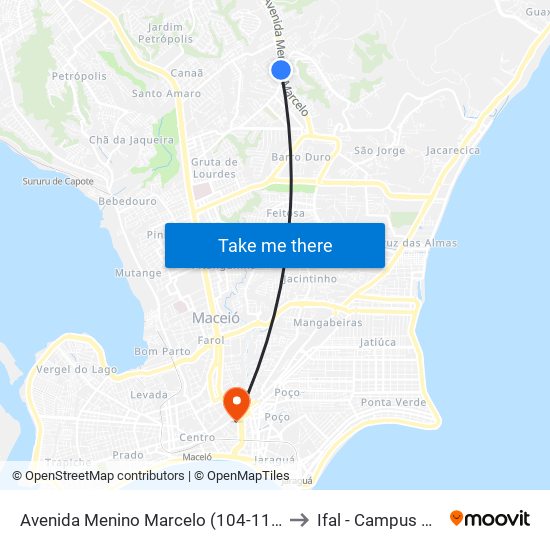 Avenida Menino Marcelo (104-110-117-214) to Ifal - Campus Maceió map