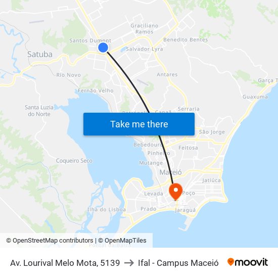 Av. Lourival Melo Mota, 5139 to Ifal - Campus Maceió map