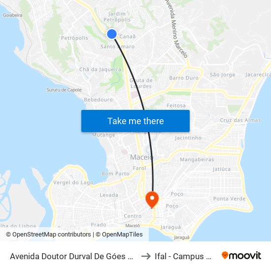 Avenida Doutor Durval De Góes Monteiro, 2 to Ifal - Campus Maceió map