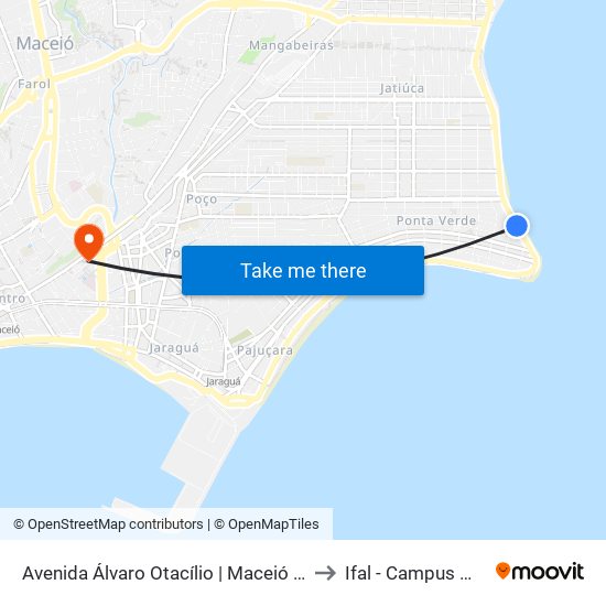 Avenida Álvaro Otacílio | Maceió Mar Hotel to Ifal - Campus Maceió map