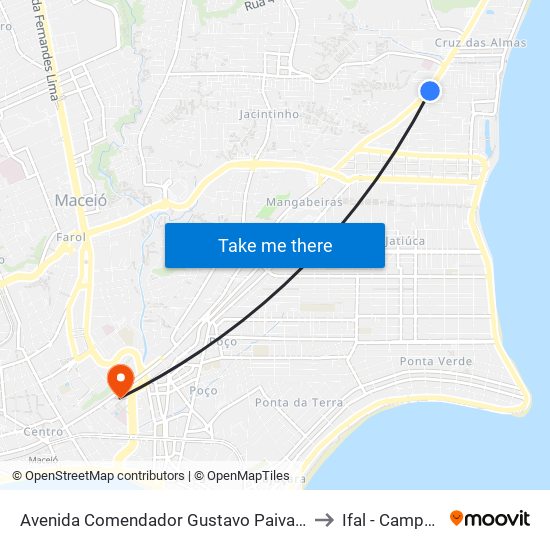 Avenida Comendador Gustavo Paiva, 2990-2996 | Casa Viera to Ifal - Campus Maceió map