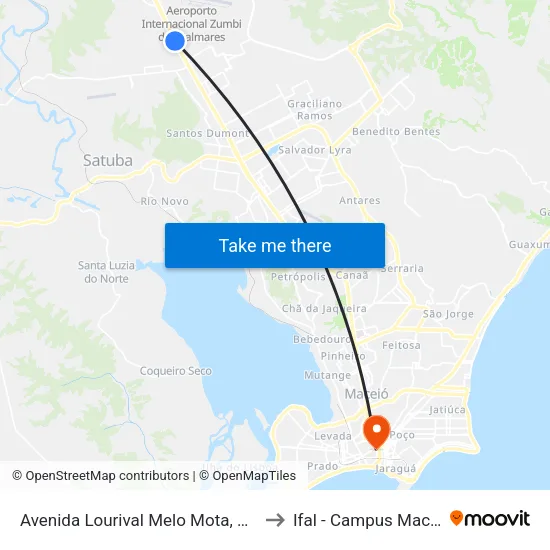 Avenida Lourival Melo Mota, 5151 to Ifal - Campus Maceió map