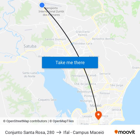 Conjunto Santa Rosa, 280 to Ifal - Campus Maceió map