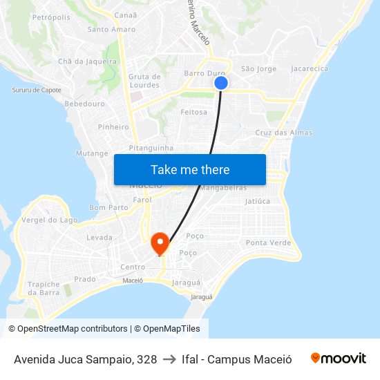 Avenida Juca Sampaio, 328 to Ifal - Campus Maceió map