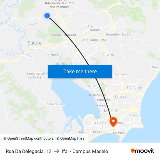 Rua Da Delegacia, 12 to Ifal - Campus Maceió map